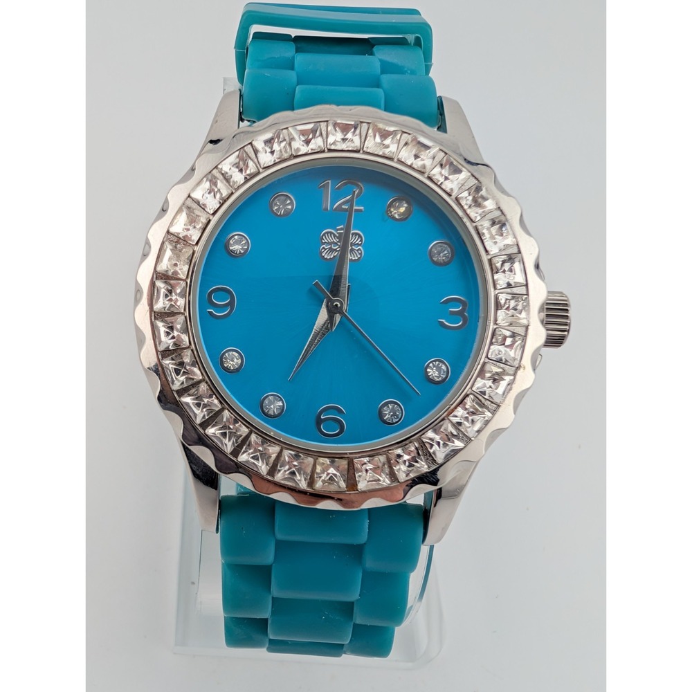 Curations Watch Women 38mm Case Crystal Bezel Blue Band- New Battery